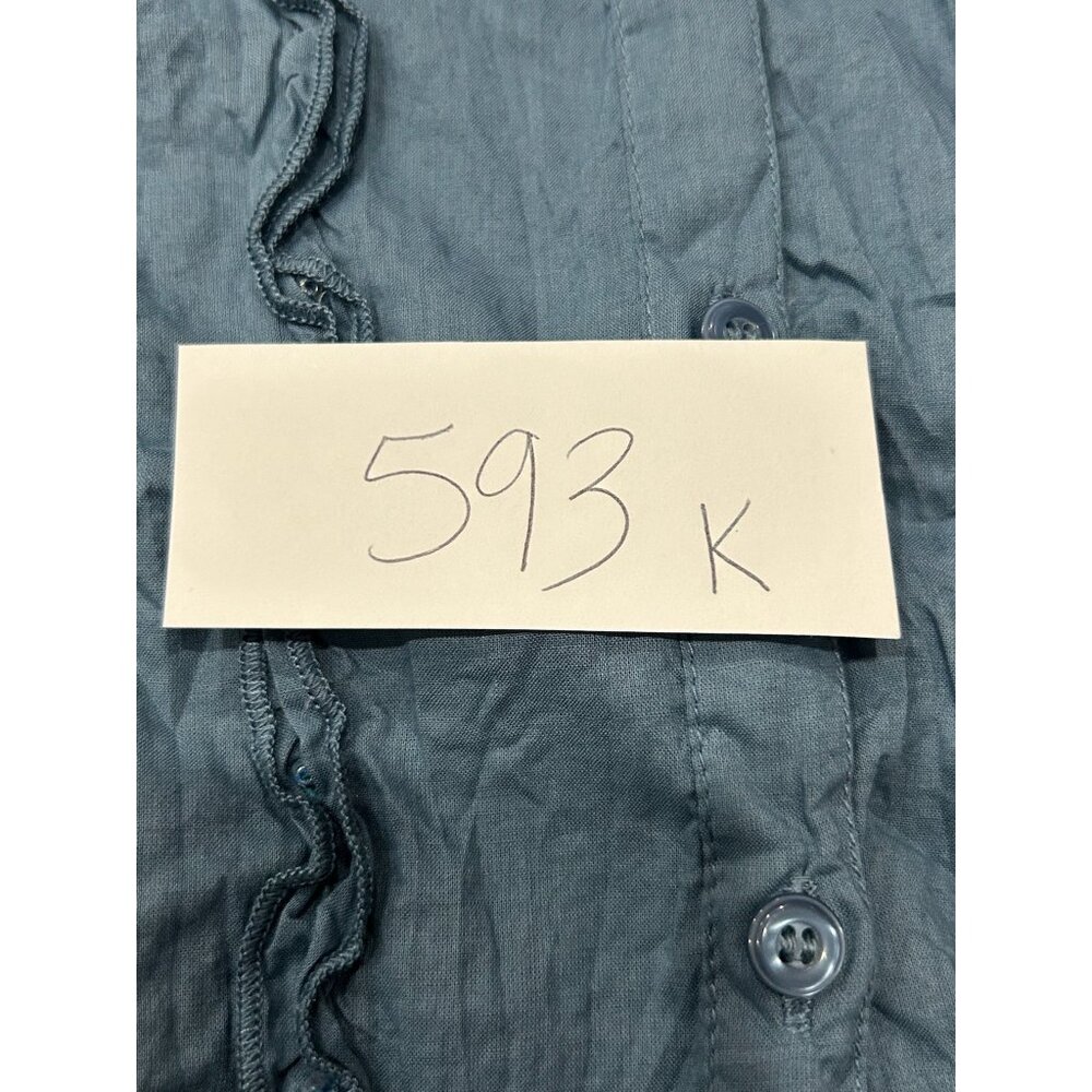 No Boundaries Button Front Ruffle Chambray Shirt … - image 8